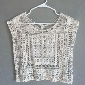 LC Lauren Conrad Cream Crochet Blouse